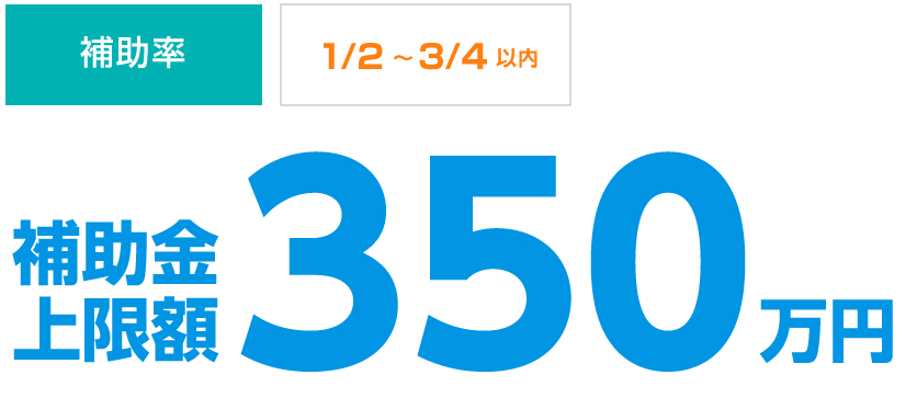 補助率
1/2～3/4 補助金上限額350万円